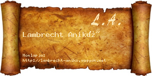Lambrecht Anikó névjegykártya